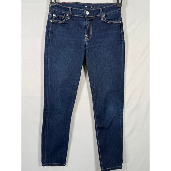 7 For All Mankind The Skinny Jeans Womens 27 Dark Wash Indigo Low Rise Denim - Picture 2 of 10